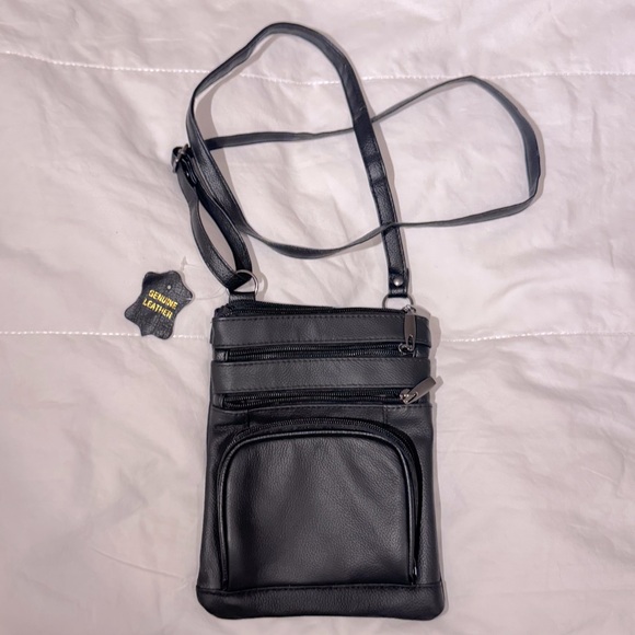 NWOT Black leather crossbody - Picture 1 of 8